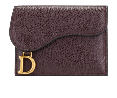 Christian Dior Saddle Card Holder, &pound;225, Accessories, Burgundy, Leather, Front view